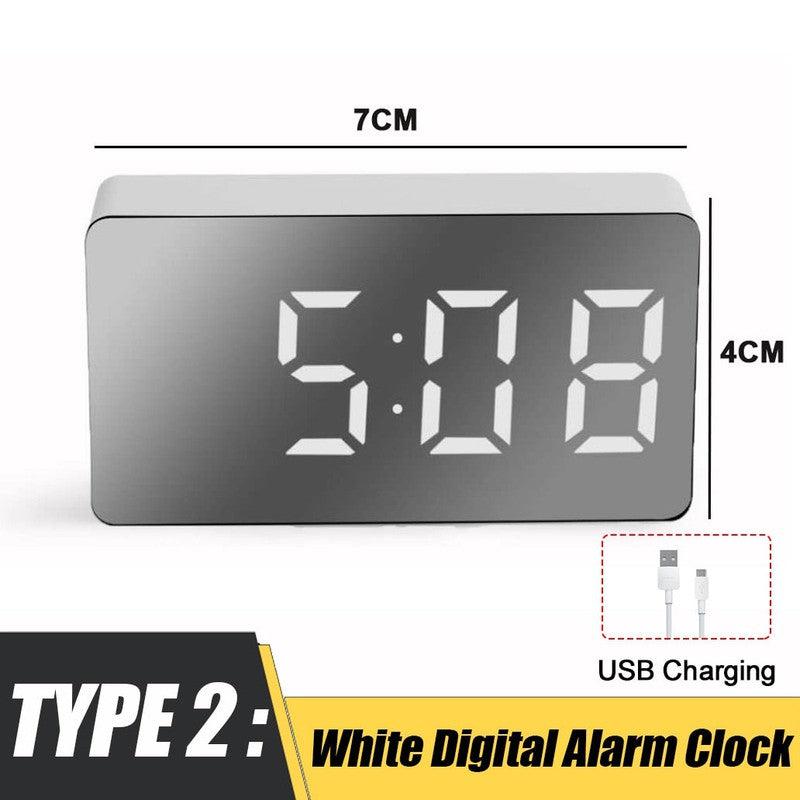 LED Mirror Table Clock | Digital USB Alarm Clock with Snooze, Time Display & Night Light | Stylish Desktop Home Decor